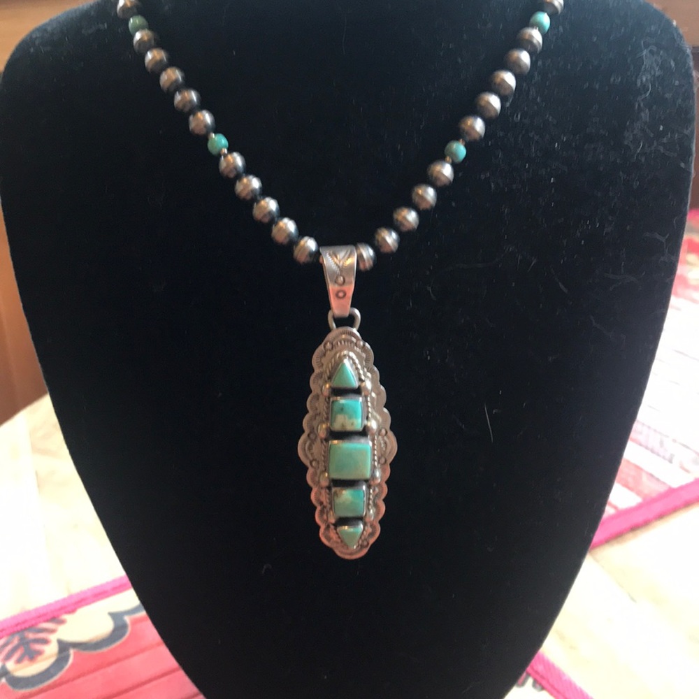 Raymond Beard Navajo Sterling and Turquoise Necklace